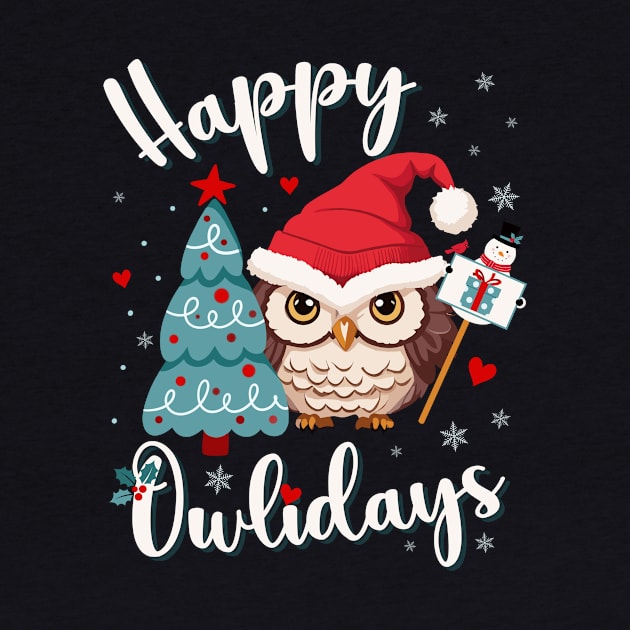 Happy Owl Holiday Christmas Owls Kids Family Mom Merry Xmas Cute by AimArtStudio